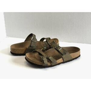 Birkenstock Franca Women's 7 Green Natural Oiled Leather Comfort Sandals Slip On